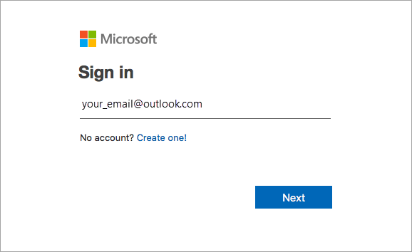 Enter the email address associated with Office.